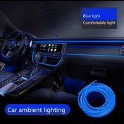Resim Arabalar için 1 adet USB ile çalışabilen esnek neon ışık şeridi - 3m / 118 inç ila 5m / 197 inç, mavi parıltı, koltuklar, konsollar ve kapılar için enerji tasarruflu elektrolüminesans dize ışıkları, kolay kurulum, ısı yayımı yok, araba için neon ışıklar 