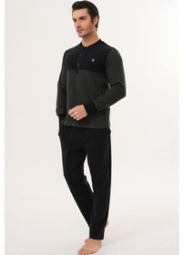 Resim Mecit Pijama Mecit 2999 Yeşil-siyah Selanik Kumaş Kışlık Erkek Pijama Takımı Siyah 