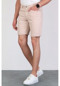 Resim HLT Jeans Erkek Rose Pink Slim Kesim Comfort Likralı Esnek Jeans Şort Thomas-Rose Pink 001 