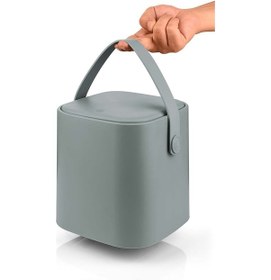 Resim Tutma Saplı İç Kovalı Tezgah Üst Mutfak ve Banyo Çöp Kovası 4 Lt - Gri 