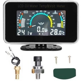 Resim 3-in-1 Araba Lcd Metre Dijital Yağ Basıncı Gerilim K20536 