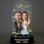 Resim Birbirine Çok Bağlı Çiftler Karikatürlü Işıklı Fanus Biblo 