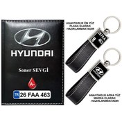 Resim Plakanıza Özel Hyundai Logolu Siyah Ruhsat Kabı Ve Anahtarlık 