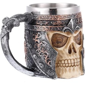 Resim Partenya Premium Paslanmaz Çelik Iç Hazneli Kurukafa Görünümlü Viking Bira Kupası – Kupa Tasarım 400ML 