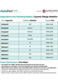 Resim Citroen, Renault, Peugeot İçin Tampon Klipsi-kısa- 100'lü 