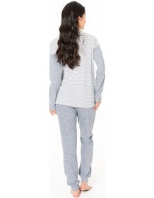 Resim U.S. Polo Assn. U.s Polo Assn. 20129 Kadın Uzun Kollu Bisiklet Yaka Paçası Bantlı Pijama Takım-lacivertmelanj Lacivert 