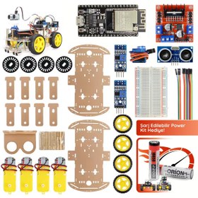 Resim RoboThink Arduino Temelli 4 Teker Robot Araba Kodlama Seti 4wd-wifi (KUTULU VE YAPAY ZEKA DESTEKLİ) 