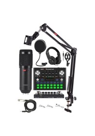Resim Lastvoice Bm800 Live Plus Head Set Efektli Ses Kartı Mikrofon Kulaklık Stand Kayıt Canlı Yayın Pc Ve Telefon 
