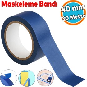 Resim Maskeleme Bandı Mavi Kağıt Bant Boyacı Tadilat 48 mm x 30 M Ahşap Cam Duvar Oto Boya Yüzey Koruma 