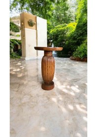 Resim Tekli Ahşap Mantar Yan Sehpa Açık Ceviz Renk Modern Ve Şık 