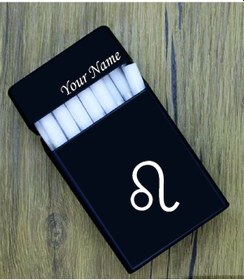 Resim Aslan Burcu Kazıma Kişiye Özel Metal Sigara Tabakası Paketi Taşım 