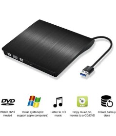 Resim Teknofaji Harici DVD Rw External USB 3.0 Slim Harici Tak Çalıştır CD DVD Sürücü Okuyucu Optik Okuyucu 