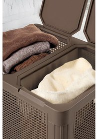 Resim Smartduo İki Bölmeli Çamaşır Sepeti 84lt. Kahverengi 