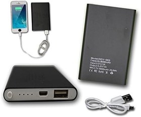 Resim PH26 8000mAh Harici USB Yedek Pil LED'li (Kablo Dahil) Siyah Çıkışlı Akıllı Hızlı Şarj Güç Bankası Wiko Sunny by 