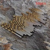 Resim 50 adet Titanyum Kaplı Yüksek Hızlı Çelik Matkap Ucu Seti - Metal ve Ahşap için Uygun 1-3mm Yüksek Karbon Çelik, Yuvarlak Sap, Sarmal Flüt Tasarımı, Karışık Boyutlar, Çok Fonksiyonlu, Ahşap İşleme Matkap Uçları | Titanyum Kaplı Matkap Ucu | Dayanıklı Matkap Ucu 