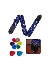 Resim Midex Sr-11bl-pak Desenli Gitar Omuz Askısı Metal Capo 2 Pena Kutusu 6 Pena 