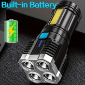 Resim Anyice USB Şarj Edilebilir LED El Feneri COB Yan Işık ile - 4 Mod, Kamp ve Dış Mekan Kullanımı için Dayanıklı ABS Meşale 