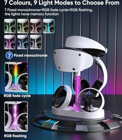 Resim FASTSNAIL PSVR2 için şarj istasyonu, PS5 VR kulaklık ve Sense Controller için LED stand, 10 RGB ışıklı, Playstation VR2 ile uyumlu aksesuar 