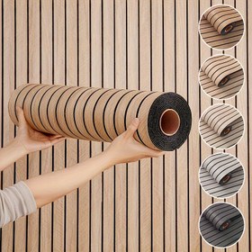 Resim 45cm/17.71in*300cm/118.11in 1 rulo 3D ahşap desenli kenar kaplama, düz eşleşen şekiller ve çizgili vinil duvar kağıdı, kalın 3D ağ duvar kağıdı ev yenileme, TV arka planı, tavan için 