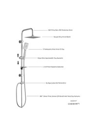 Resim T-May Banyo Belen Tepe Duş Takımı Seti Krom Paslanmaz Krom 