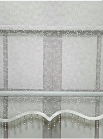 Resim Bbb Tomurcuk Desenli Boncuklu Çift Mekanizmalı Tül Stor Perde Ekru Ts2012b Ekru 