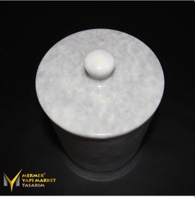 Resim Gri Mermer Çöp Kovası 