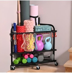 Resim Pilates Yoga Fitness Dambıl Kettlebell Mat Yoga Silindir Çok Amaçlı Duvar Köşesi Standı 