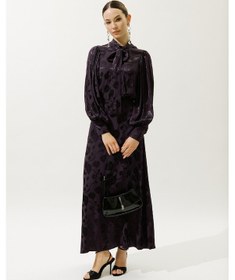 Resim Manuka Jakarlı Saten Etek Mor Mor 