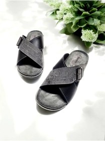 Resim Gezer Erkek Deri İç Taban Tokalı Ayarlanabilir Yumuşak Ev Ve Dışarı Terliği 