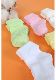 Resim Baby Shez %100 Pamuklu 6'lı Yenidoğan Bebek Çorap Pembe 
