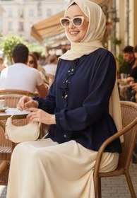 Resim N.S NEVA STYLE Düğmeli Lacivert Tesettür Tunik 11002L 