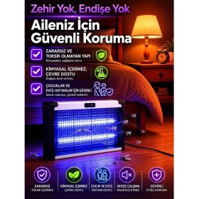 Resim Deanb 20W Çift Uva Işıklı Elektrikli Sivrisinek Kovucu Cihaz İç ve Dış Mekan Kullanımı İçin Metal Yapı ile Etkili 