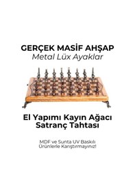 Resim Mc32 Antik Mısır Figürlü Büyük Boy Metal Satranç Takımı - Lüks Hediyelik Satranç Takımı - 30x30cm 