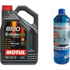 Resim Motul 8100 X-Clean Efe C2/C3 SAE 5W-30 Tam Sentetik Motor Yağı 5 L + Cam Suyu 1 L 