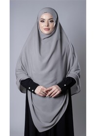 Resim Hürrem Bone Gri Pratik Hazır Geçmeli Tesettür Eşarp Medine İpeği Bağcıklı Sufle Hijab 2301 15 