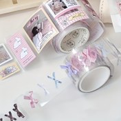 Resim PET Malzeme Kendinden Yapışkan Dekoratif Stickerlar, Moda Kurdele ve Kağıt Bant, Parlak Düzensiz Şekil DIY El Sanatları ve Ambalaj için, Tek Kullanımlık 