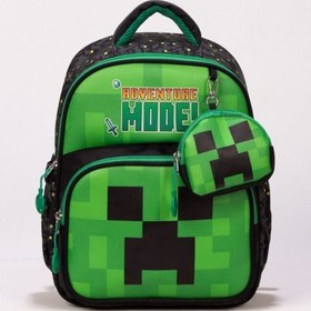 Resim Waddell Deri Adventure Baskılı Minecrafter Temalı Baskılı Çocuk Kreş Anaokul Okul Öncesi Çantası Küçük Cüzdan Hediyeli 