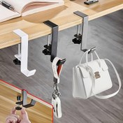 Resim 1 adet Ayarlanabilir Kaymaz Metal Masa Kancası - Sırt Çantaları, Çantalar, Kulaklıklar & Cüzdanlar Asmak İçin İdeal - Matkap Gerektirmeyen Kurulum, Ev, Ofis, Mutfak & Yatak Odası Düzenlemesi İçin Mükemmel, Sırt Çantası Aksesuarları 