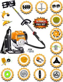 Resim Eısenn German BCF 550 Sırt Tipi Ot Çim Biçme Tırpanı 14 Parça Full Toprak Eşeleme Akrobat Çapa Çelik Fırça 