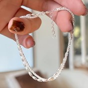 Resim Zarif 925 Ayar Gümüş Kaplama Çift Boncuklu Bileklik - Günlük Giyim ve Hediye Verme İçin Şık Yıldızlı Tasarım 