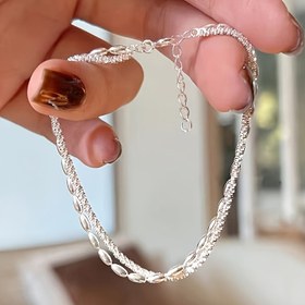 Resim Zarif 925 Ayar Gümüş Kaplama Çift Boncuklu Bileklik - Günlük Giyim ve Hediye Verme İçin Şık Yıldızlı Tasarım 