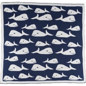 Resim Bebek Triko Battaniyesi Çift Taraflı Lacivert Balina 80X80 Cm - Lacivert 