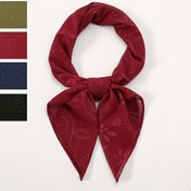 Resim Tek Renkli Jakar Ayçiçeği Desenli Kare Eşarp Bandana, Jakar Baskılı Külotlu Küpeler 50*50cm 