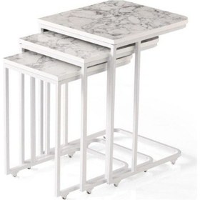 Resim Mermer Desen C Zigon Sehpa 3'Lü Mdflam Desenli Renkli (483367306) 