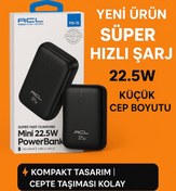 Resim ACL 10.000 Mah Mini Powerbank 22.5W Hızlı Şarj Modern Tasarım 