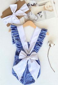Resim Parla Kids Kız Bebek Rare Pamuklu Pötikare Salopet Bandana Takım 