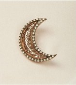 Resim Elmas Montür Swarovski Ay Broş Altın 