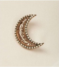 Resim Elmas Montür Swarovski Ay Broş Altın 
