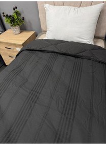 Resim Clasy %100 Pamuk Ranforce Çift Kişilik Yorgan Çift Taraflı Arakis V4 Antrasit Düz Desenli Kapitoneli Antrasit 