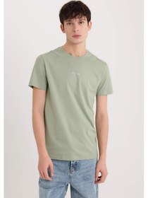 Resim DeFacto %100 Pamuk Slim Fit Dar Kesim Bisiklet Yaka Baskılı Kısa Kollu Tişört D5566AX25SPGN1107 